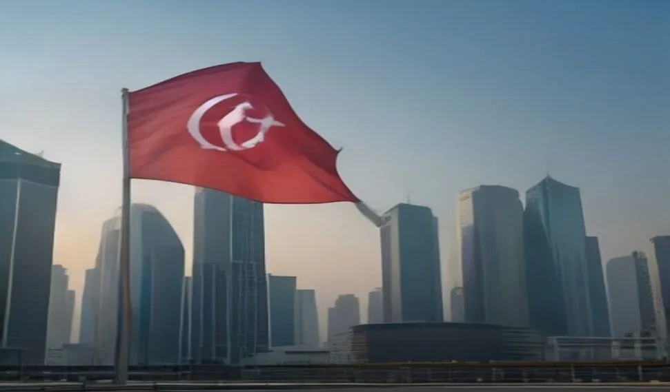 أفق الخليج الغربي الحديث في قطر، عقارات فاخرة، سماء صافية.