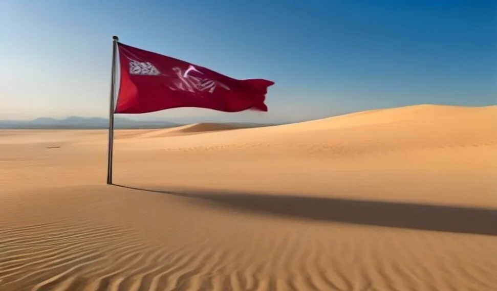 كثبان رملية ذهبية تلتقي بالبحر في بحر قطر الداخلي.
