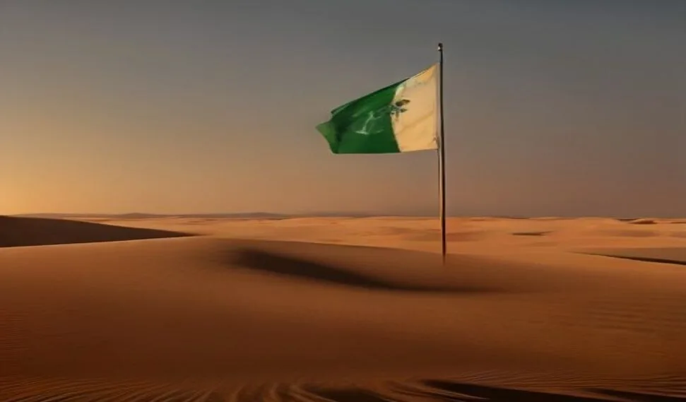 كثبان الربع الخالي في السعودية عند الغروب