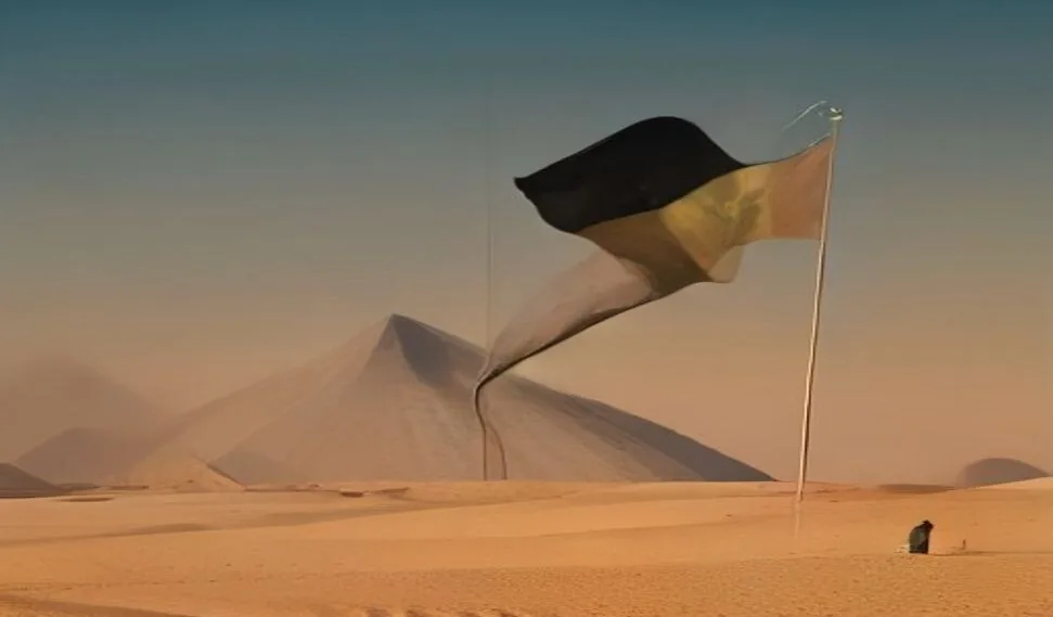 الأهرامات الذهبية تبرز فوق رمال الصحراء في مصر.