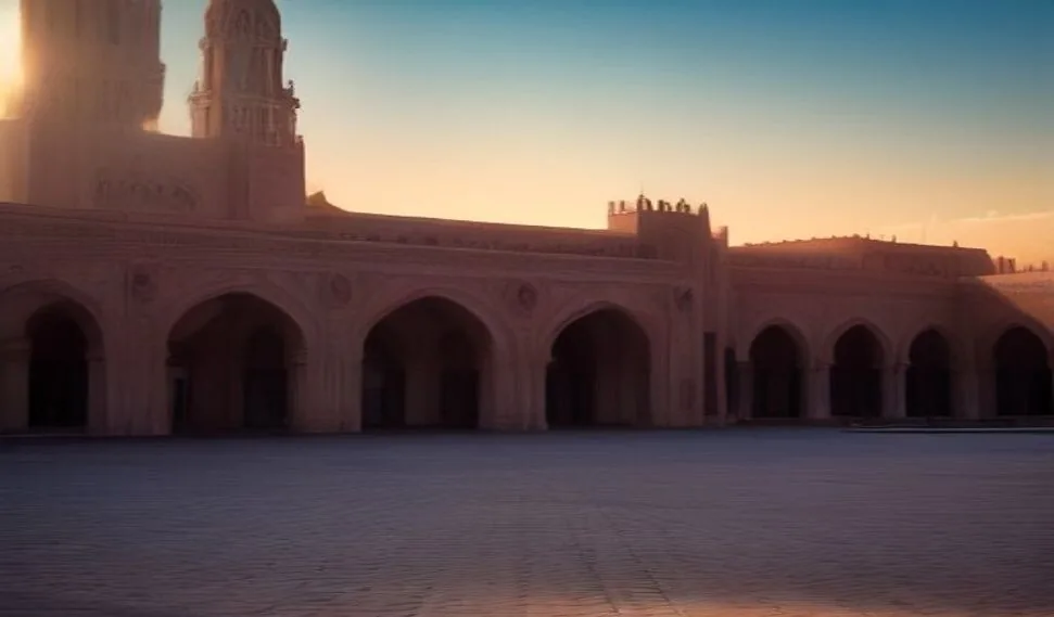 مسجد الحسن الثاني في المغرب عند الغروب
