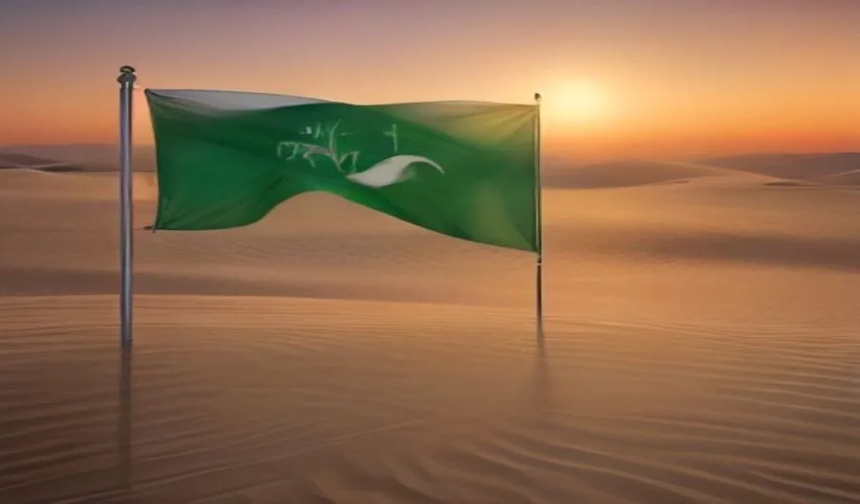 كثبان الربع الخالي الرملية الذهبية في السعودية وقت الغروب