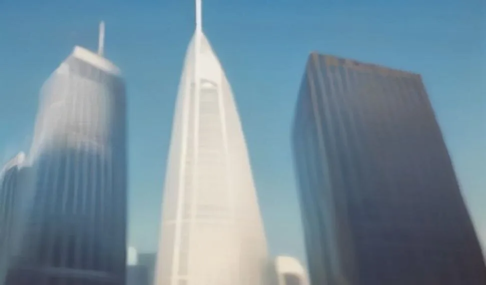 ناطحات سحاب حديثة ومبانٍ مؤسسية في الحي المالي ببنما.