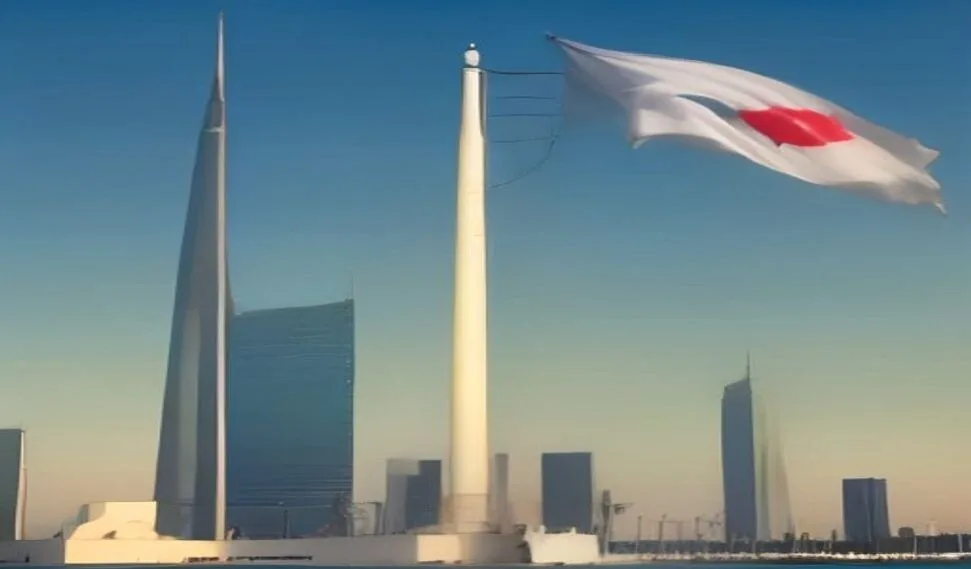 مبنى مجلس الأمة الكويتي بجانب البحر الأزرق