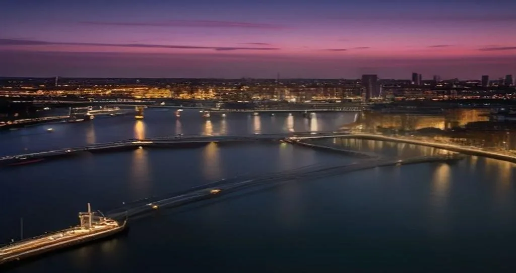 أفق دبلن عند الغسق ونهر اللافي وجسر القيثارة في أيرلندا