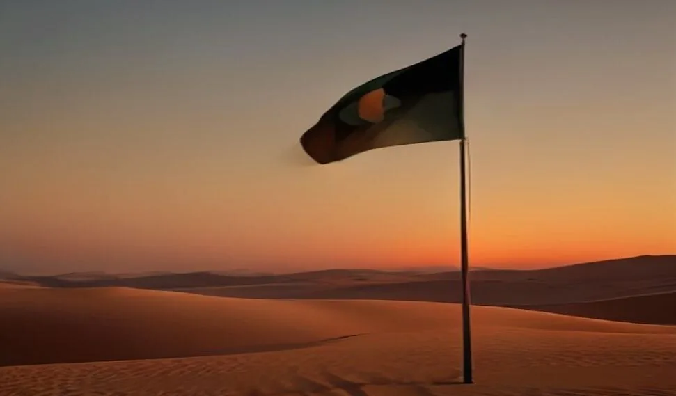كثبان صحراء الكويت عند الغروب